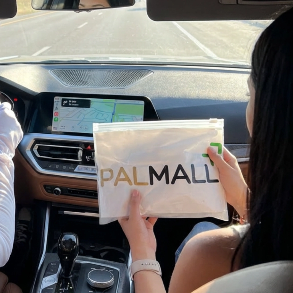 Pack PALMALL photographié depuis le siège passager